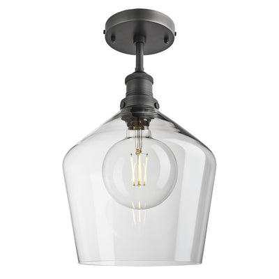 Clear Glass with Pewter Holder Flush Mount Lighting Schoolhouse Brooklyn BR-GLSHFM10-CL-PH
