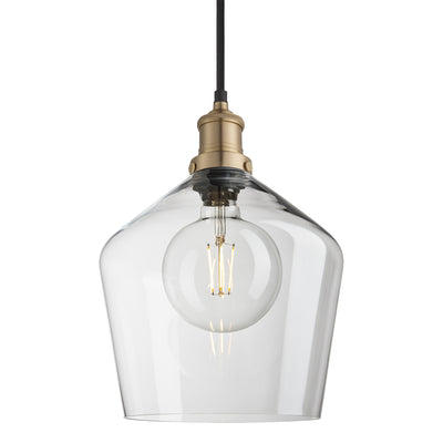 Clear Glass with Brass Holder Pendant Lighting Schoolhouse Brooklyn BR-GLSHP10-CL-BH