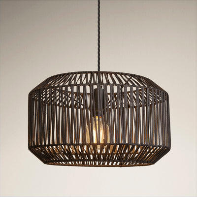 18-Inch_Pendant_Black_Industville_Lighting_Drum_Boho_BH-RA-DRP18-BK_Lit_TexturedBG