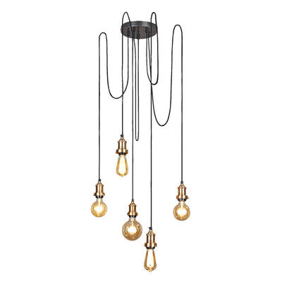 Brass Brooklyn 5 Wire Pendant - Industville BR-5WP-B