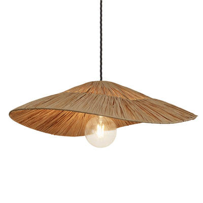 Raffia Ceiling Pendant Light - Hat - Natural
