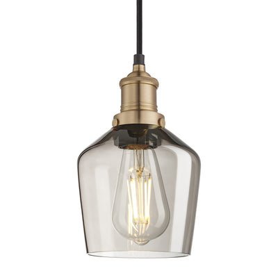 Brooklyn Smoked Glass Schoolhouse Pendant Light - 5.5 Inch - Commercial Lighting - Industville Lighting UK