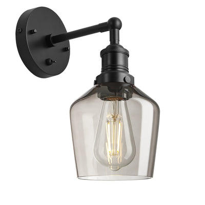 Smoked Glass Mocha with Black Holder Wall Light Schoolhouse Pewter Holder Brooklyn BR-SGL-SHWL5-MO-BKH