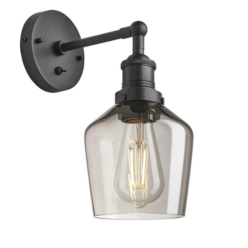 Smoked Glass Mocha with Pewter Holder Wall Light Schoolhouse Pewter Holder Brooklyn BR-SGL-SHWL5-MO-PH