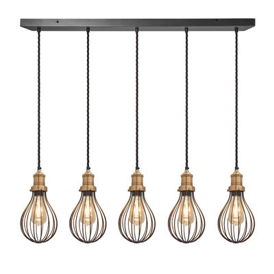Brooklyn Balloon Cage 5 Wire Cluster Lights - 6 inch - Brass - Chandelier & Cluster Lights - Industville Lighting UK