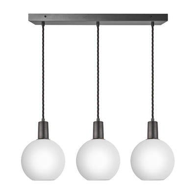 3 Wire Sleek White Opal Glass Globe Cluster Lights in 7 inch with Pewter Holders Industville SL-OGL-GL7-3WCL-W-PH