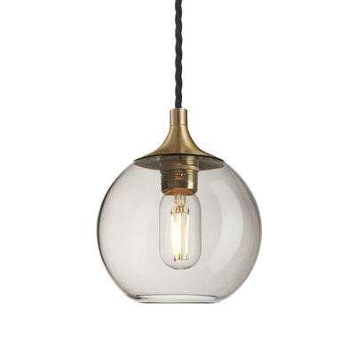 Smoked Glass Mocha with Brass Holder Pendant Light Globe Chelsea CH-SGL-GLP7-MO-BH