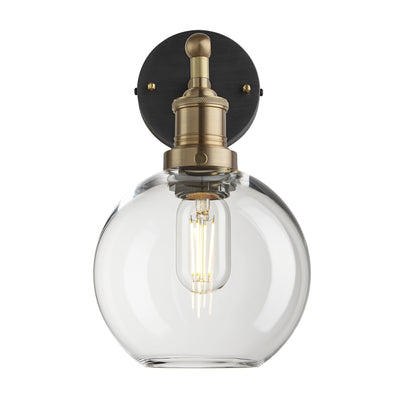 Clear Glass with Brass Holder Globe Wall Light Brooklyn BR-GLGLWL7-CL-BH