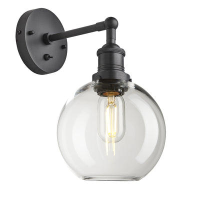 Clear Glass with Pewter Holder Globe Wall Light Brooklyn BR-GLGLWL7-CL-PH