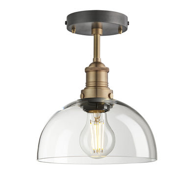 Brooklyn Glass Dome Flush Mount - 8 Inch - Clear - Brooklyn - Industrial Style Ceiling & Wall Lights - Industville Lighting UK