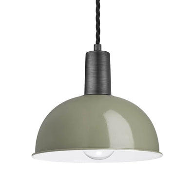 Sage Green Sleek Dome Pendant 8 Inch with Pewter Holder - Product Code SL-DP8-SG-PH