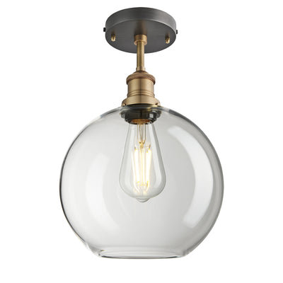 Brooklyn Glass Globe Flush Mount - 9 Inch - Low Ceiling Semi-Flush Mount Lights - Industville Lighting UK