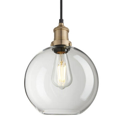 Clear Glass with Brass Holder Pendant Lighting Globe Brooklyn BR-GLGLP9-CL-BH