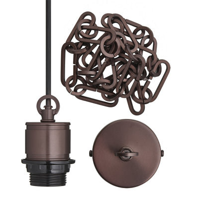 Albany Chain Cord Set ES E27 Bulb Holder - Bronze Lights - Industville Lighting UK