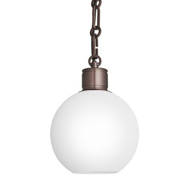 Albany Chain Opal Glass Globe Pendant Light in 7 Inch with Bronze Holder