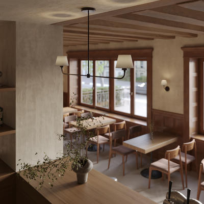 Albany Double Pendant Light with Natural Cotton Shades in Bronze, Product Code AL-P-D-BZ-EM-S-NC-GB