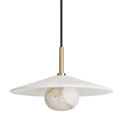 Alabaster Slope Pendant Light - 12 Inch - Brass - Natural Fibre, Wood & Stone Lights - Industville Lighting UK