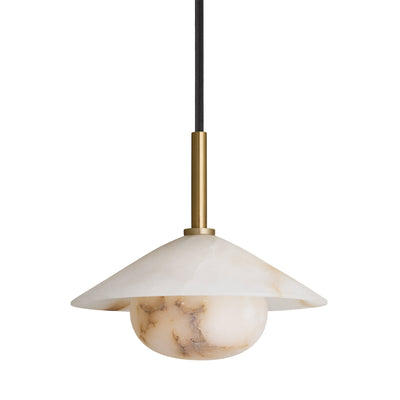 Alabaster Slope Pendant Light in 8 Inch Brass Finish