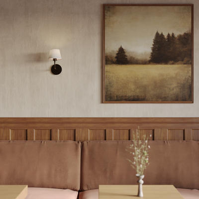 Albany Wall Light with Natural Cotton Shade in Bronze, Product Code AL-WL-S-BZ-EM-S-NC-GB