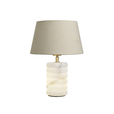 Alabaster Dual Lit Table Lamp Light with Natural Cotton Medium Empire Shade, product code is AL-DUTL-EM-M-NC