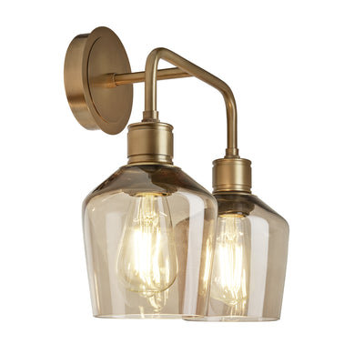 Albany Glass Schoolhouse Double Wall Light - 5.5 Inch - Barkers Home of Interiors Showroom - Industville Lighting UK