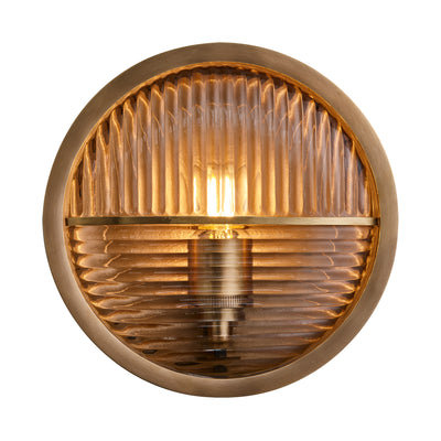Bulkhead Outdoor & Bathroom Round Wall Light - Ribbed Glass - Outdoor IP65 Lights - Industville Lighting UK