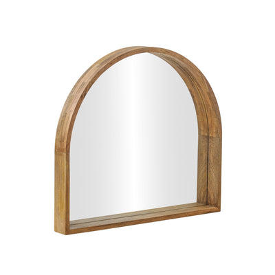 Bramley arch wall mirror with natural wood frame, 39-inch