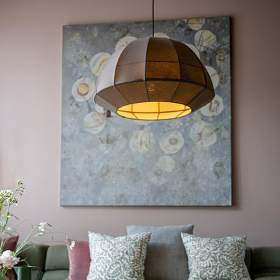 Burnham Fabric Wide Dome Pendant Light- 24 Inch - Olive Green - Sofa.com Showroom - Industville Lighting UK