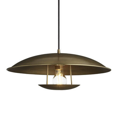 Boston Round Aged Brass Pendant Light in 17 Inch