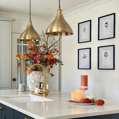 Brooklyn Cone Pendant in 12 Inch in Brass with Brass Pendant Holder, Product Code BR-CP12-B-BH