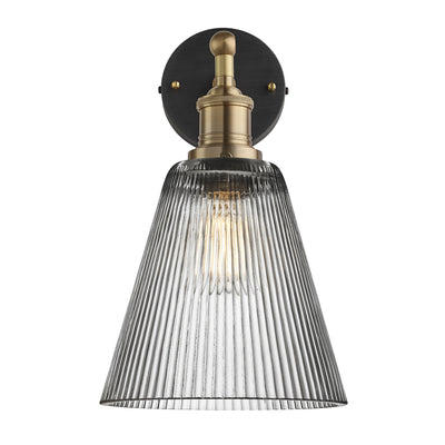 Brooklyn Glass Funnel Wall Light in 8 Inch with Brass Holder