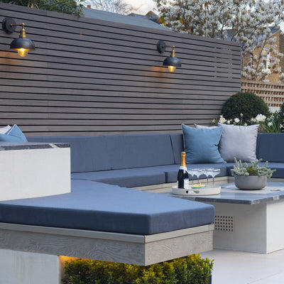 Pewter & Brass with Brass Holder Brooklyn Outdoor & Bathroom Dome Wall Light - 8 Inch - BR-IP65-DWL8-BP-BH