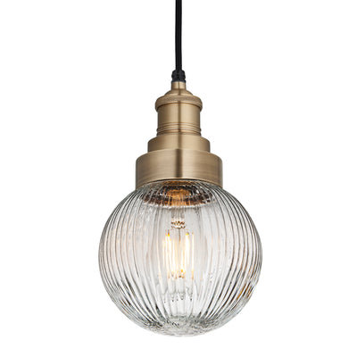 Brooklyn Outdoor & Bathroom Ribbed Globe Pendant - Restaurant & Bar Lights - Industville Lighting UK