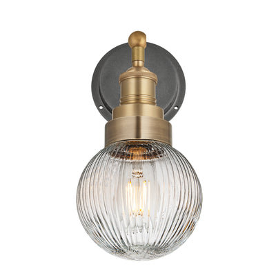 Brooklyn Outdoor & Bathroom Ribbed Globe Wall Light - Restaurant & Bar Lights - Industville Lighting UK