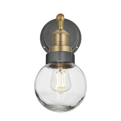 Brass Holder Pewter Ring Brooklyn Outdoor & Bathroom Globe Wall Light BR-IP65-WL-BH-PR-GLG