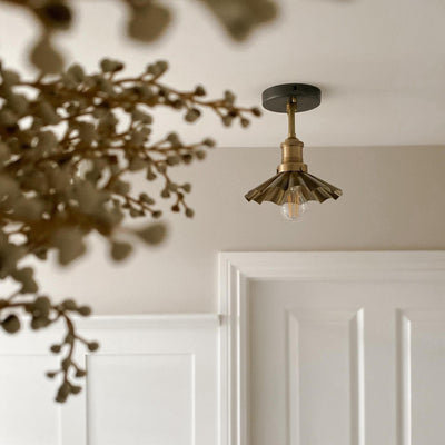 Brooklyn Umbrella Flush Mount - 8 Inch - Brass - Brooklyn - Industrial Style Ceiling & Wall Lights - Industville Lighting UK