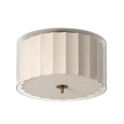 Bude Circular Flush Mount with Linen and Clear Glass shades