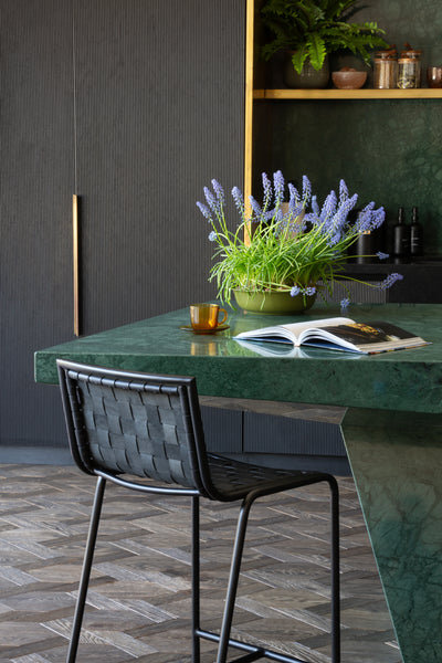 Berkley Black Metal Counter Height Stool - Black Leather - Clearance - Industville Lighting UK