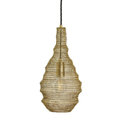 Beehive Wire Cage Metal Mesh Pendant Light - Drop - Brass - Small - Design Code BE-WCMSP-DR-B