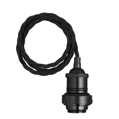 Brooklyn Cord Set ES E27 Bulb Holder - Black - Clearance - Industville Lighting UK