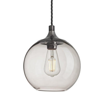 Smoked Glass Mocha with Shiny Black Nickel Holder Pendant Light Globe Chelsea CH-SGL-GLP7-MO-BKNH