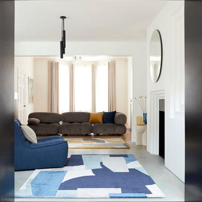 Contemporary Blue Camden Handtufted Recycled-PET Rug Blue Industville RG-54-HTPET-BL