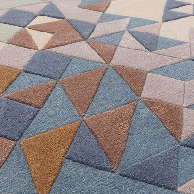 Contemporary Blue Multi Emlyn Handtufted Wool Viscose Rug Industville RG-50-HTWV-BL
