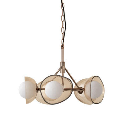 Dulwich Glass Layered 5 Light Chandelier Light in 20 Inch with Bronze Chain Holder