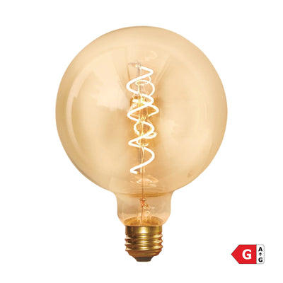 Vintage LED Spiral Edison Bulb - 5W E27 Globe G125 Industville G125-SP-5W-A
