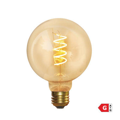 Vintage LED Spiral Edison Bulb - 5W E27 Small Globe G95 Industville G95-SP-5W-A
