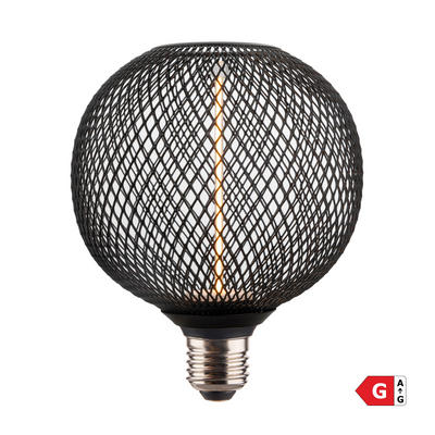 LED Metal Cage Single Filament Dimmable Bulb - 3.5W E27 - Black