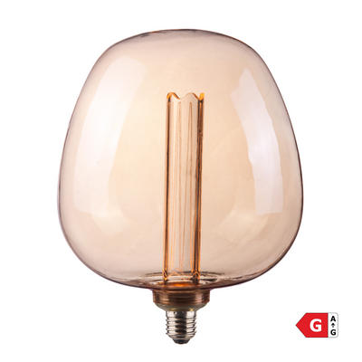 LED Filament Large Dimmable Bulb, 4W E27 S190 in Amber finish