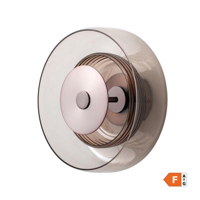 Selby Layered Mocha Glass Round Wall Light Flush mount with Bronze diffuser