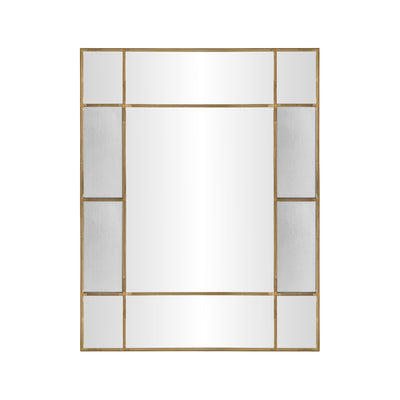 Fenton rectangular wall mirror with aged brass frame, 35-inch